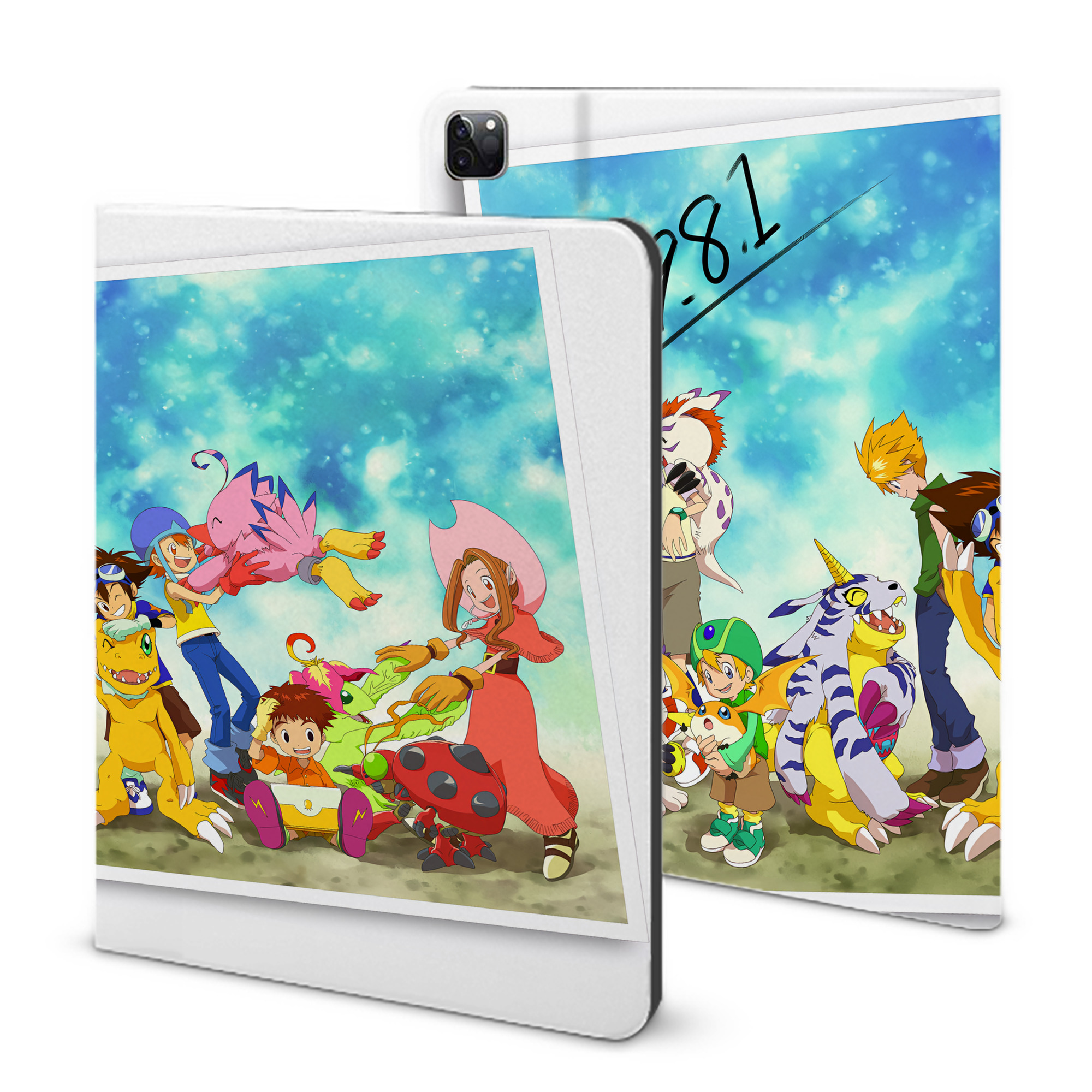 （画像用） Digimon デジタルモンスター/デジモン IPad ケース ブック型 PUレザー TPU 耐衝撃 軽量 薄型 ペン収納なし 全面保護 IPad 各モデル対応